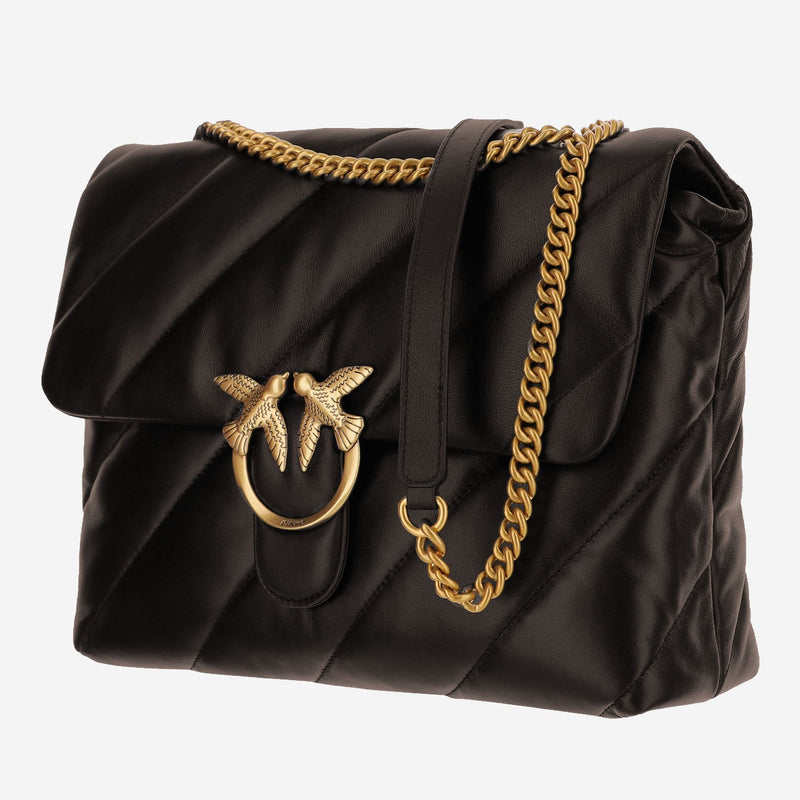 Pinko Love Big Puff Shoulder Bag — Brown Leather