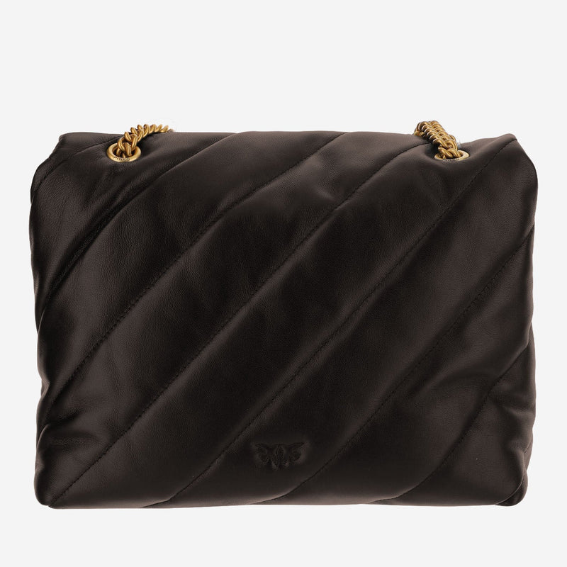Pinko Love Big Puff Shoulder Bag — Brown Leather