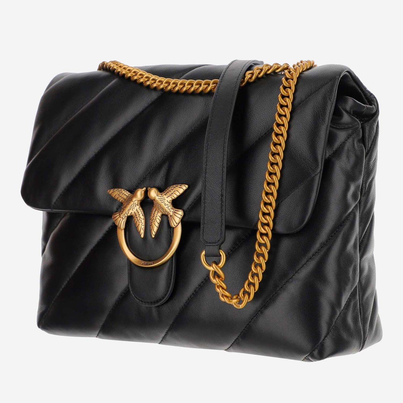 Pinko Shoulder Bag — Black Sheepskin; Lining: Nylon