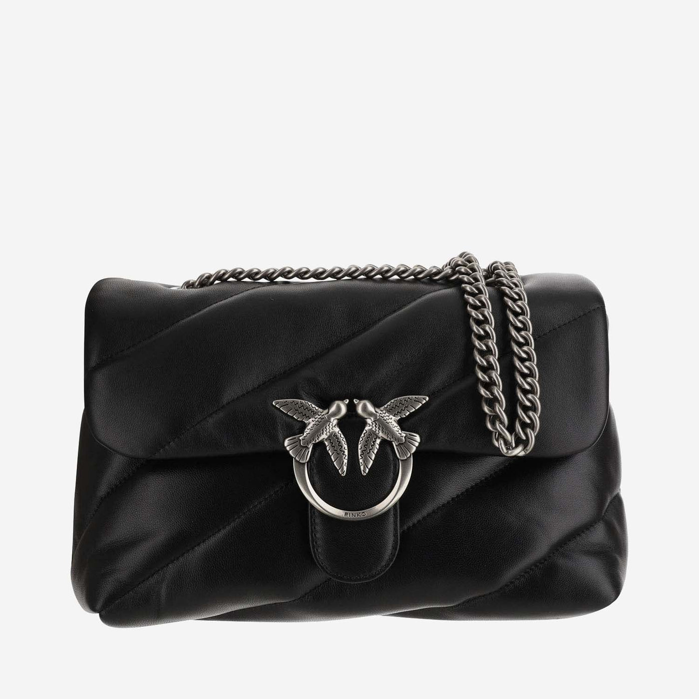 Pinko Love Shoulder Bag — Black Leather; Outer: Polyurethane