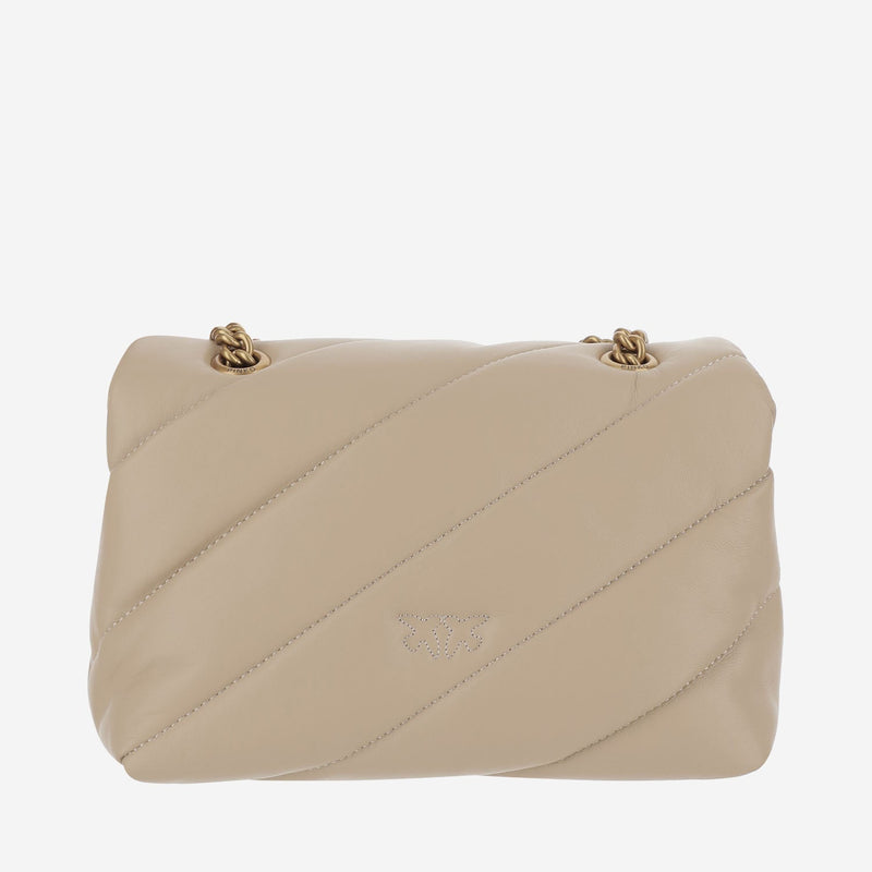 Pinko Love Mini Puff Shoulder Bag — Beige Leather