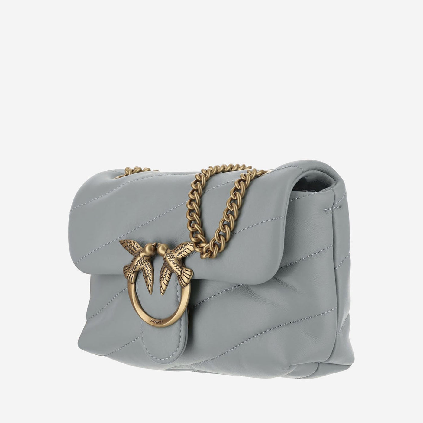 Pinko Love One Shoulder Bag — Gray Leather