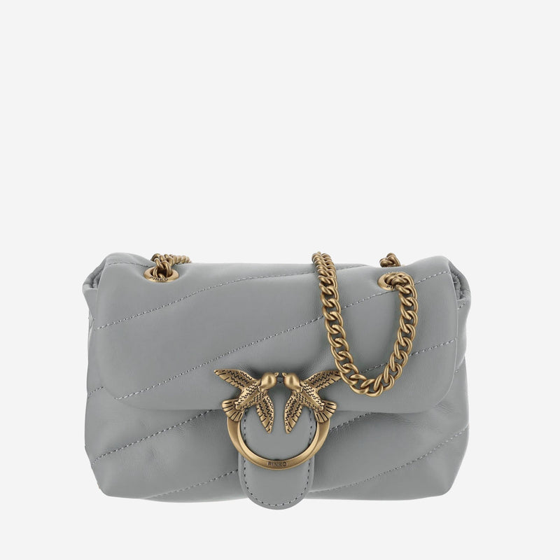 Pinko Love One Shoulder Bag — Gray Leather