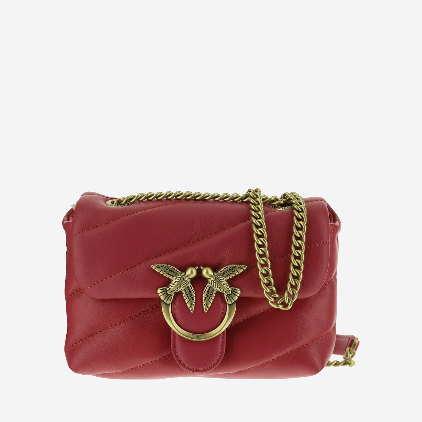 Pinko Quilted Leather Shoulder Bag — Red