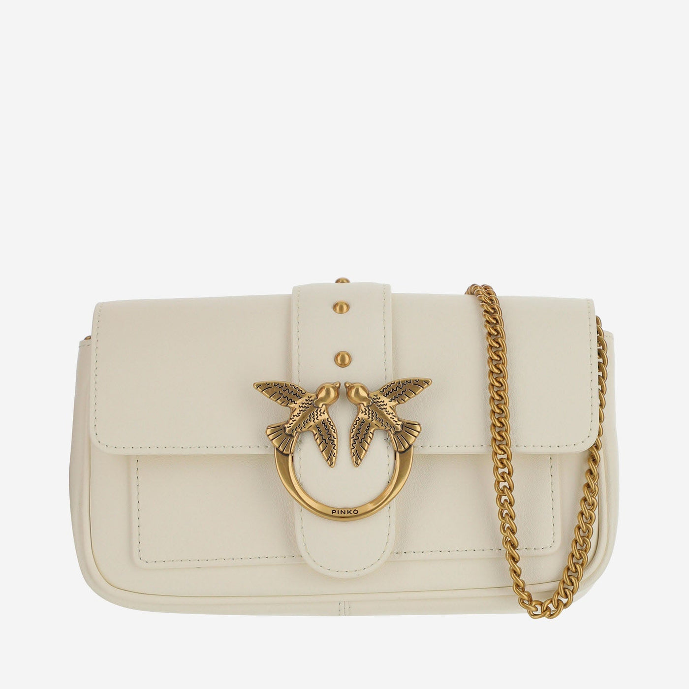 Pinko Love Shoulder Bag — White Leather