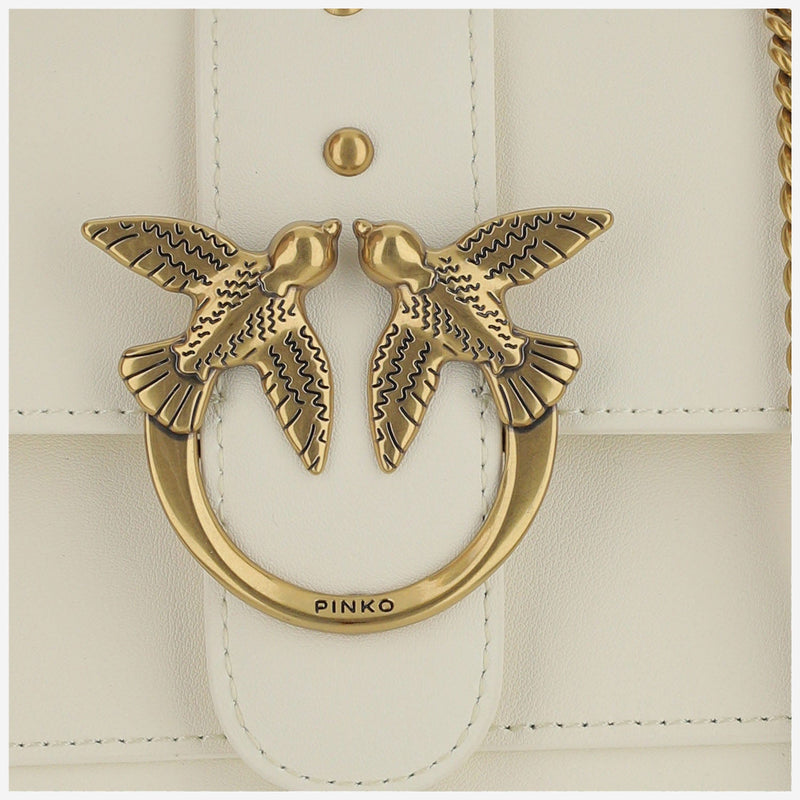 Pinko Love Shoulder Bag — White Leather