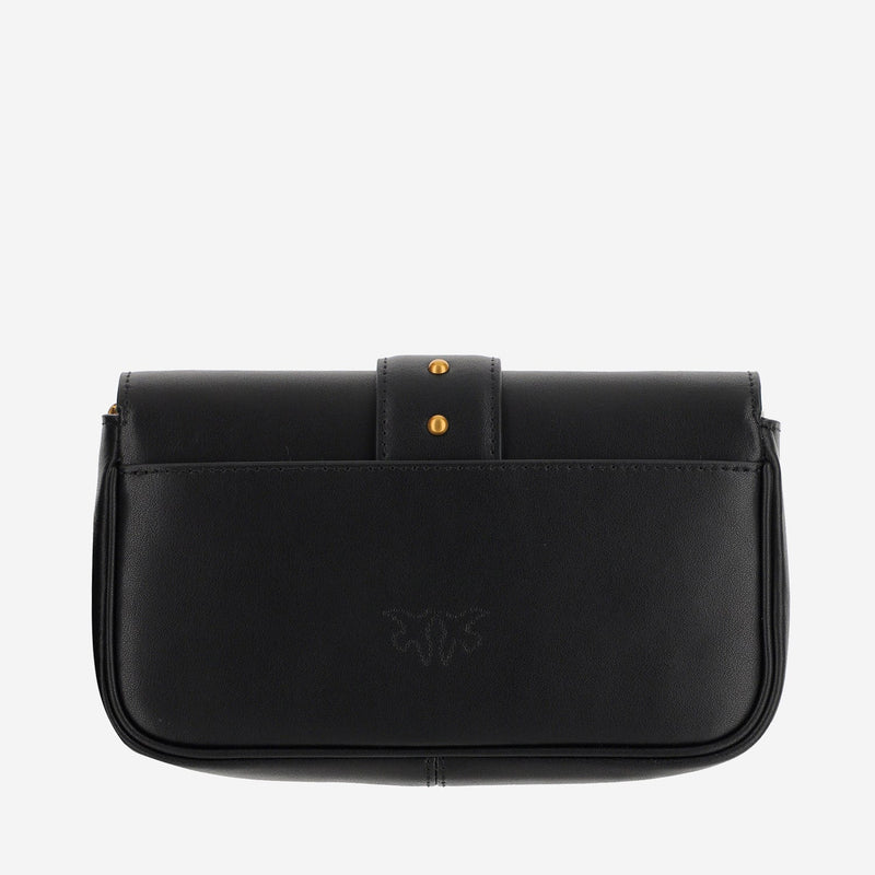 Pinko Love Shoulder Bag — Black Leather; Lining: Cotton