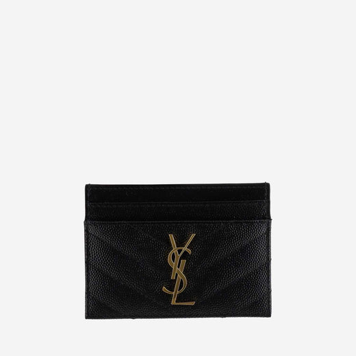 Saint Laurent Cassandre Card Case — Black Leather Cases