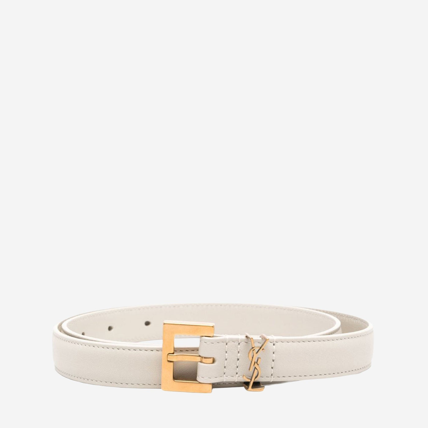 Saint Laurent Cassandre Belt — White Calfskin