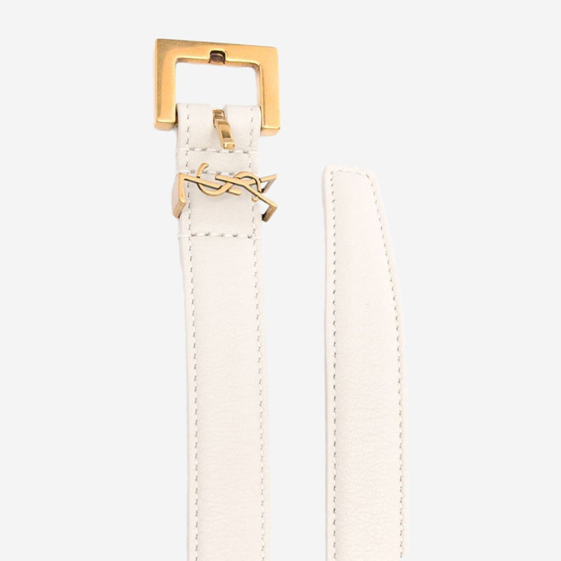 Saint Laurent Cassandre Belt — White Calfskin