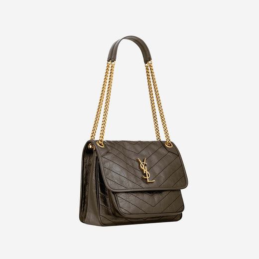 Saint Laurent Niki Shoulder Bag — Khaki Leather