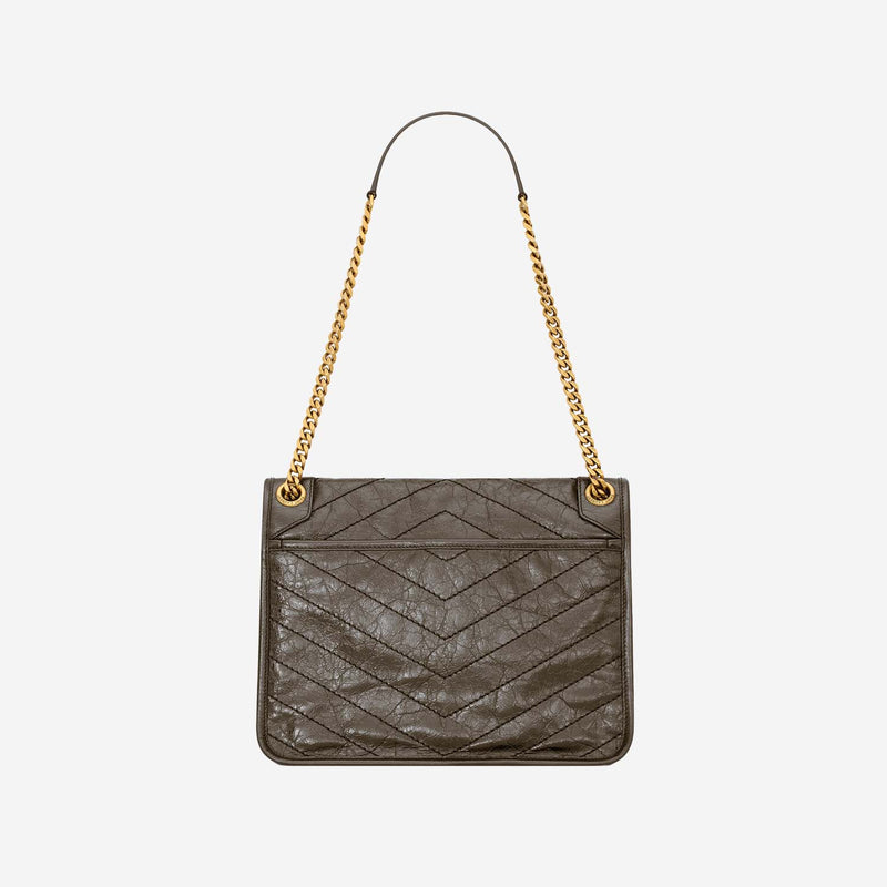 Saint Laurent Niki Shoulder Bag — Khaki Leather