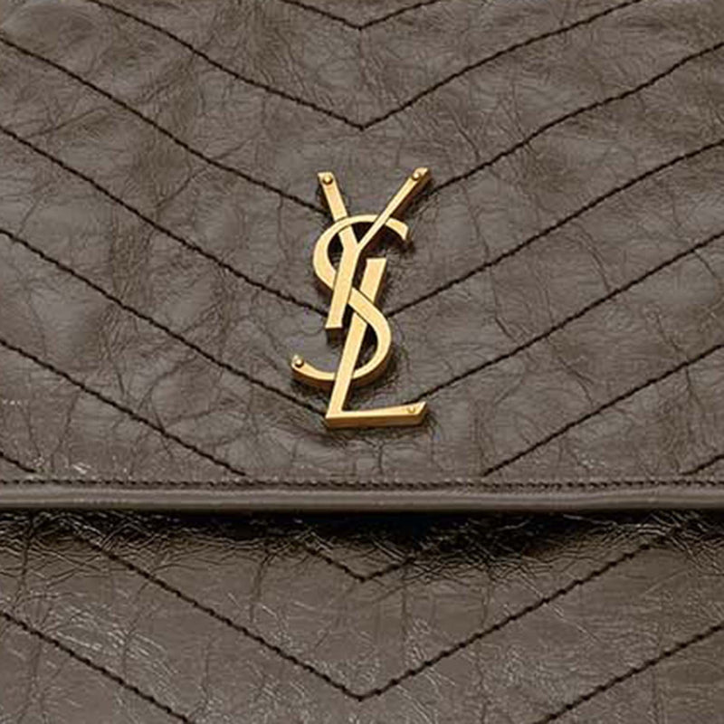 Saint Laurent Niki Shoulder Bag — Khaki Leather