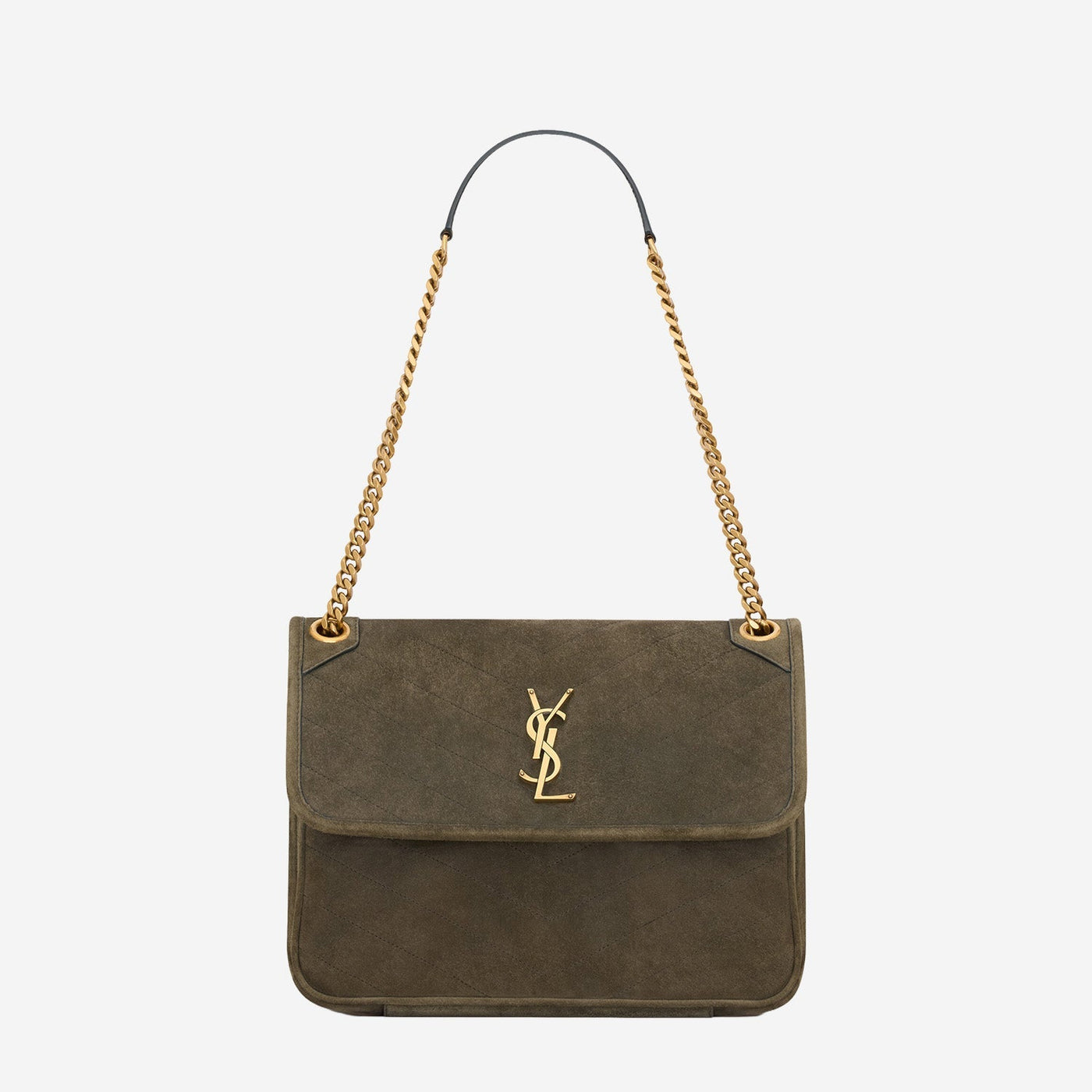 Saint Laurent Shoulder Bag — Green Suede