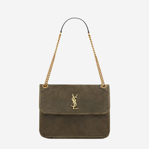 Saint Laurent Shoulder Bag — Green Suede