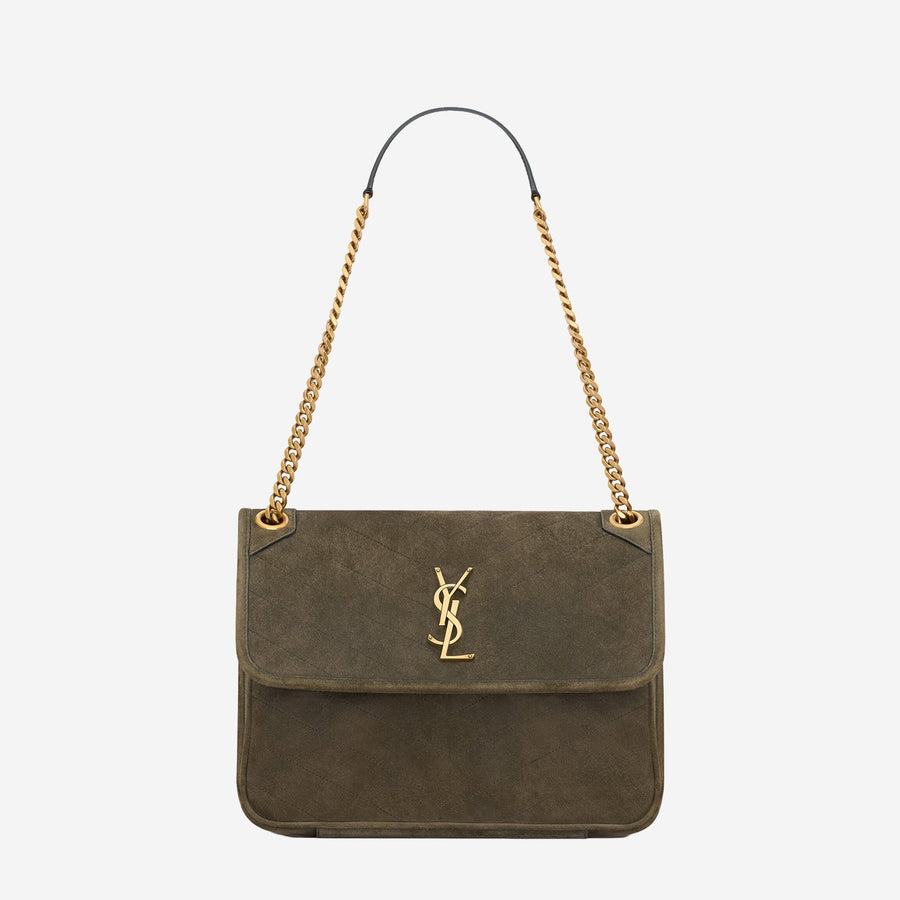 Saint Laurent Shoulder Bag — Green Suede