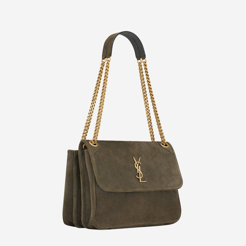 Saint Laurent Shoulder Bag — Green Suede