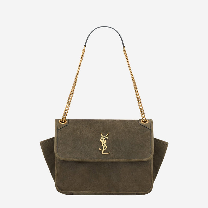 Saint Laurent Shoulder Bag — Green Suede