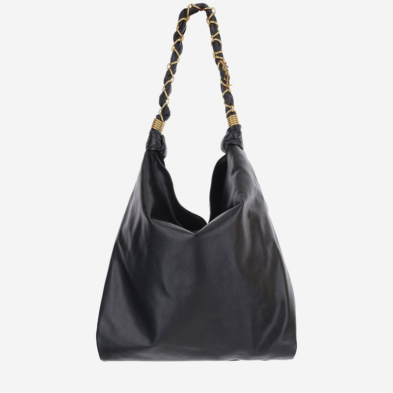 Saint Laurent Leather Shoulder Bag — Black