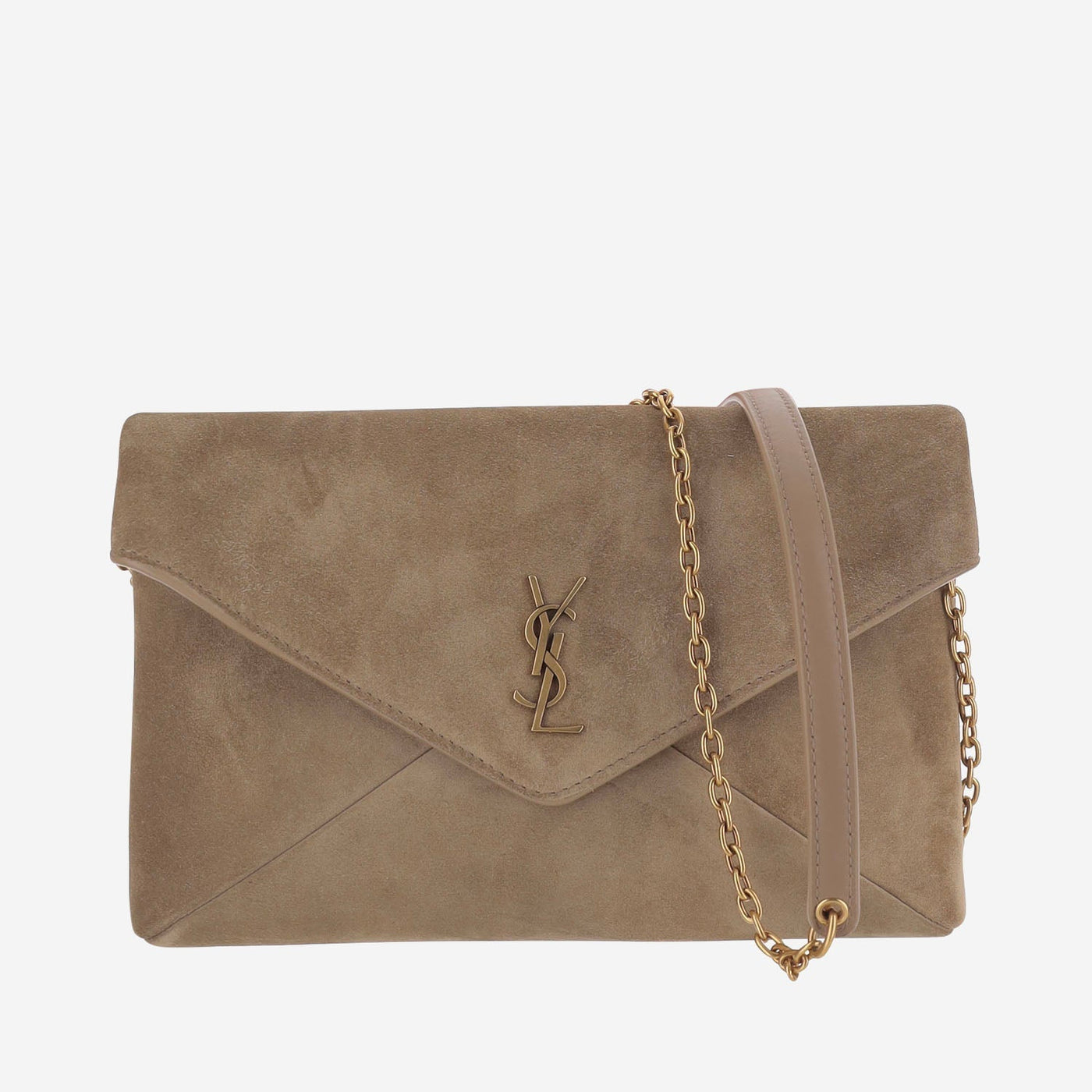 Saint Laurent Ysl Shoulder Bag — Beige Suede