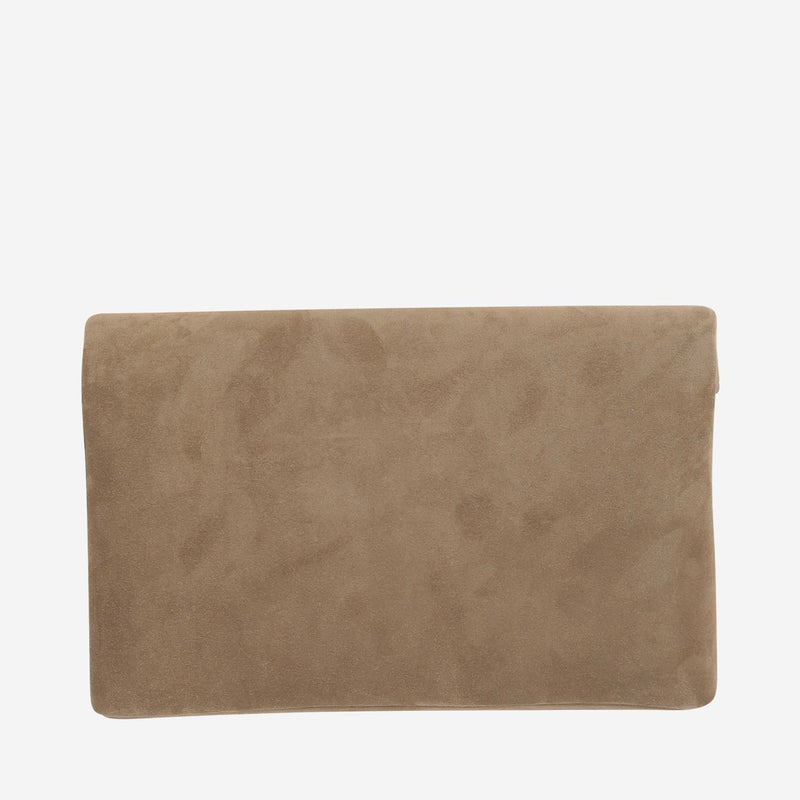 Saint Laurent Ysl Shoulder Bag — Beige Suede