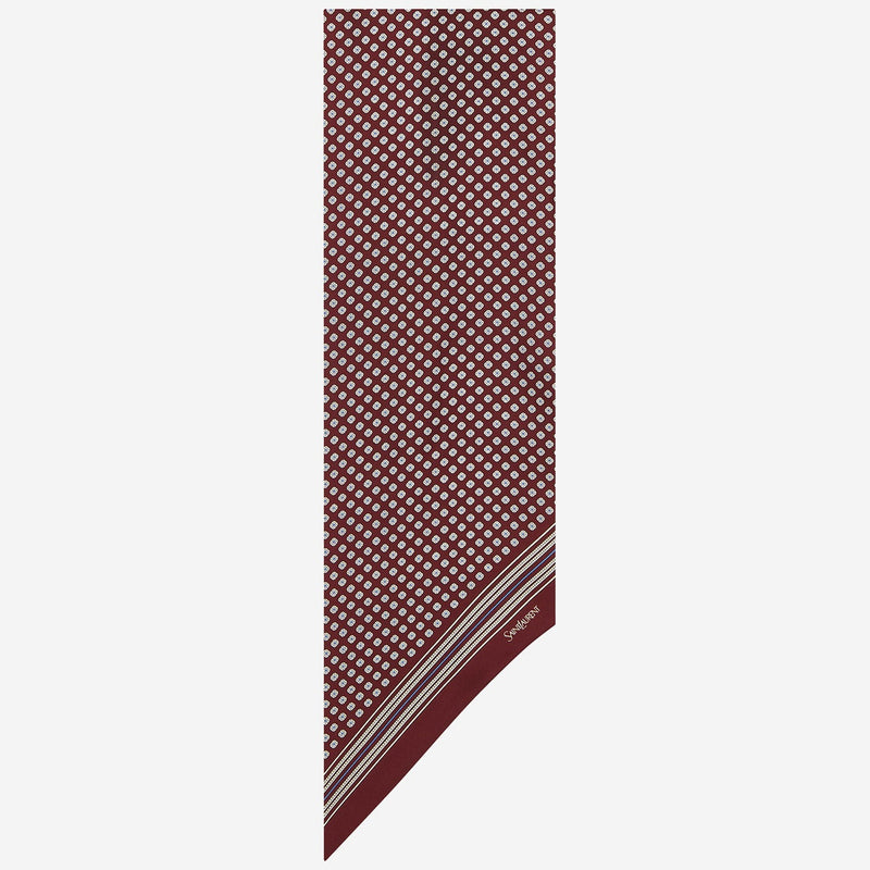 Saint Laurent Silk Twill Scarf — Burgundy Scarfs