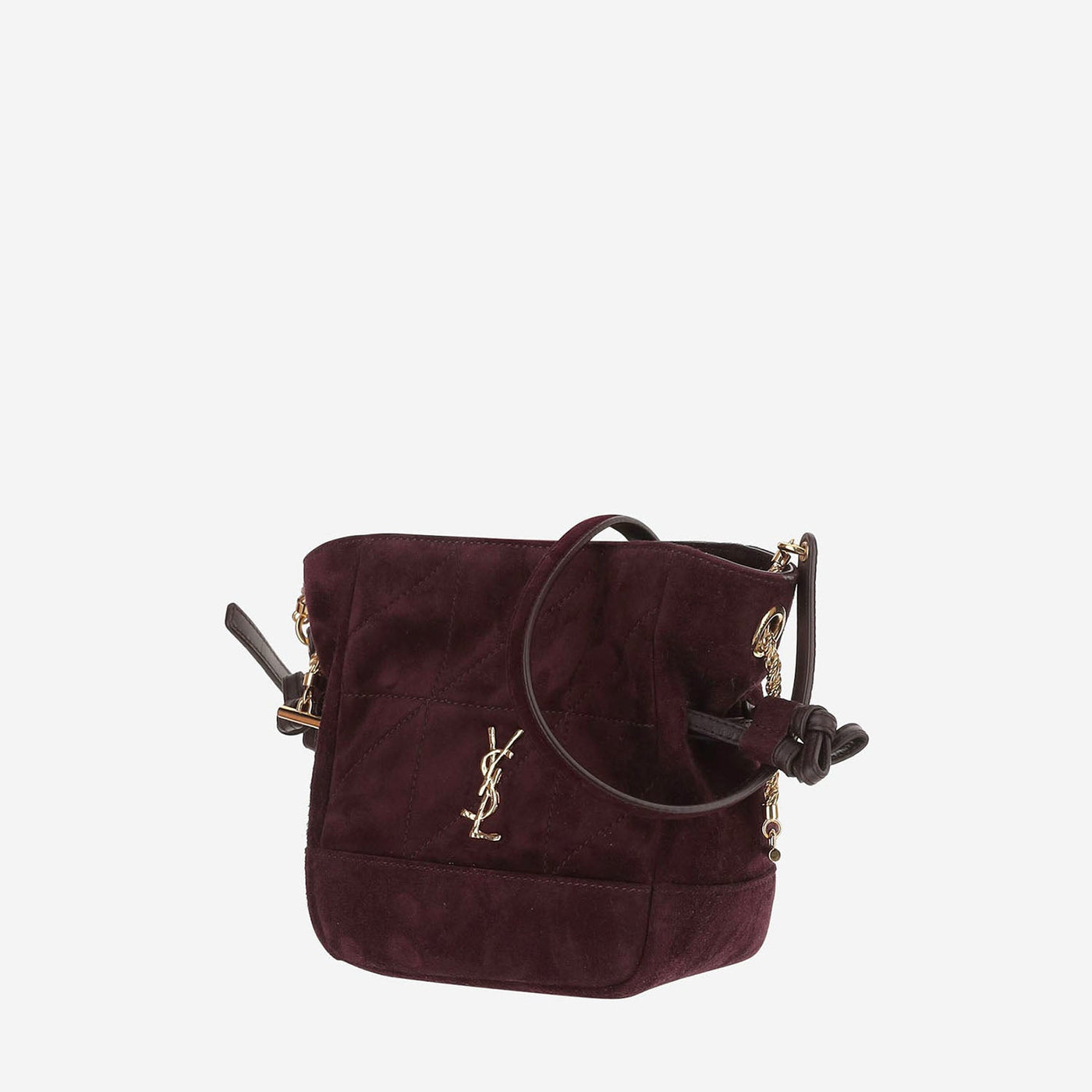 Saint Laurent Suede And Leather Shoulder Bag — Burgundy