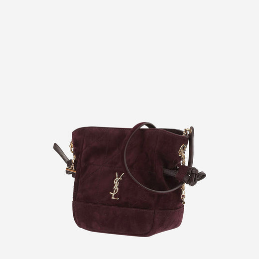 Saint Laurent Suede And Leather Shoulder Bag — Burgundy
