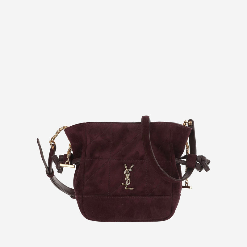 Saint Laurent Suede And Leather Shoulder Bag — Burgundy
