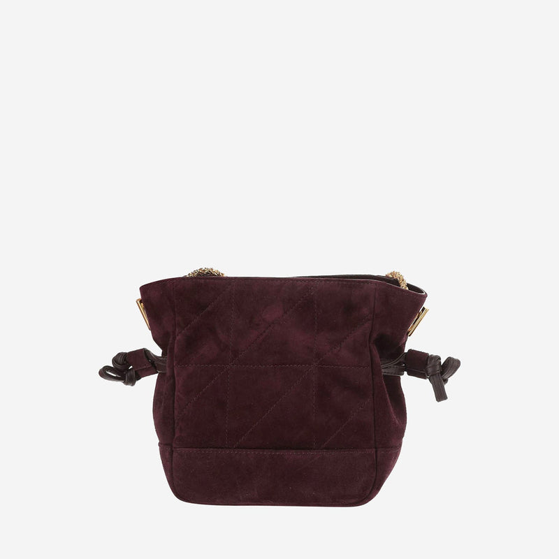 Saint Laurent Suede And Leather Shoulder Bag — Burgundy