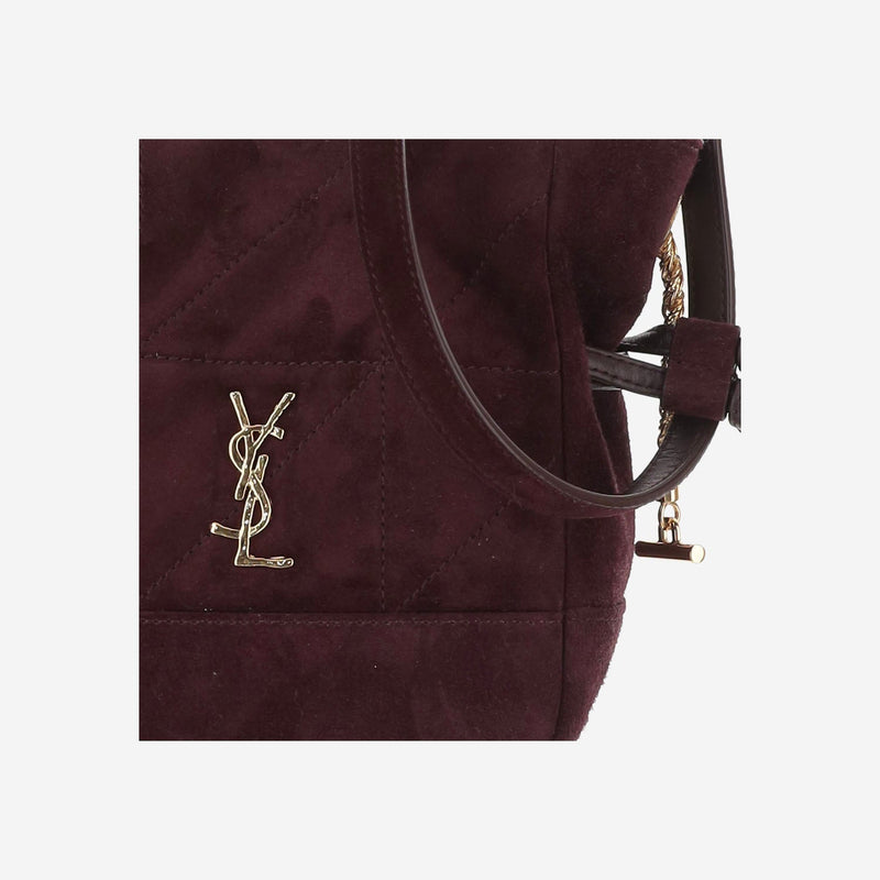 Saint Laurent Suede And Leather Shoulder Bag — Burgundy