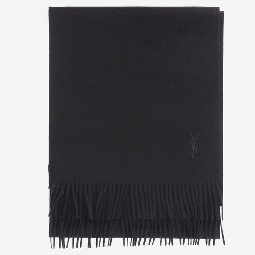 Saint Laurent Cashmere Logo Scarf — Black Scarfs