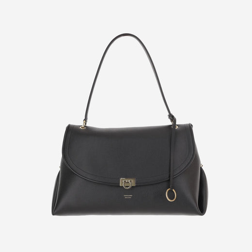 Ferragamo Leather Shoulder Bag — Black