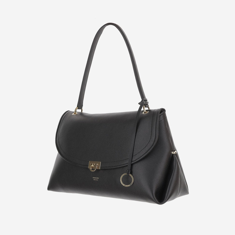 Ferragamo Leather Shoulder Bag — Black