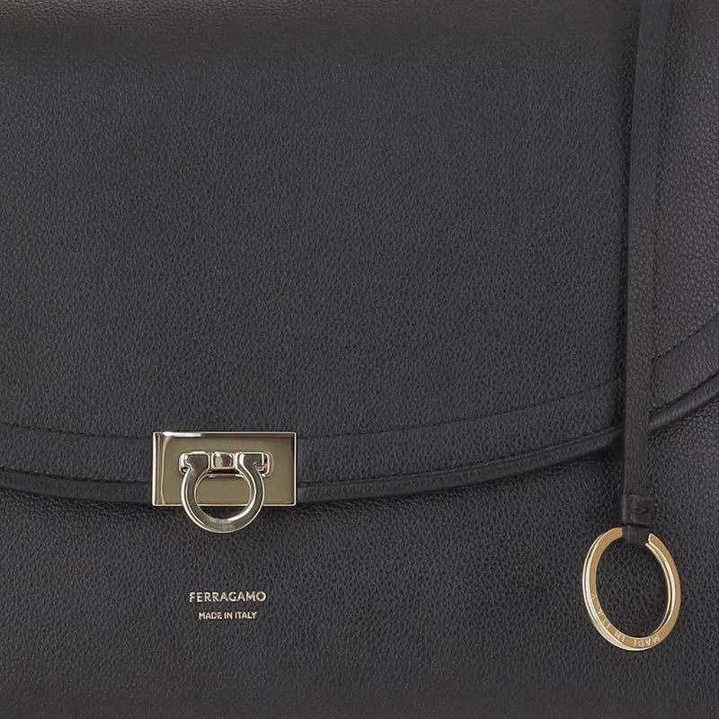 Ferragamo Leather Shoulder Bag — Black