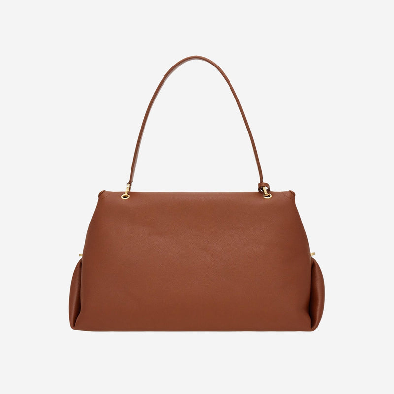 Ferragamo Embossed Calf Leather Shoulder Bag — Brown