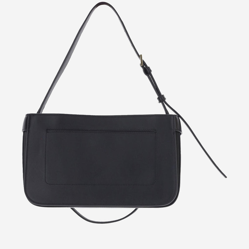 Ferragamo Calf Leather Flap Shoulder Bag — Black