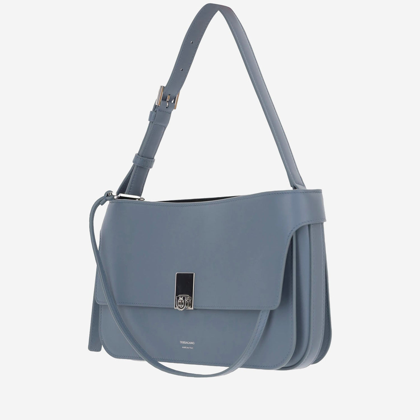 Ferragamo Cara Shoulder Bag — Blue Calf Leather