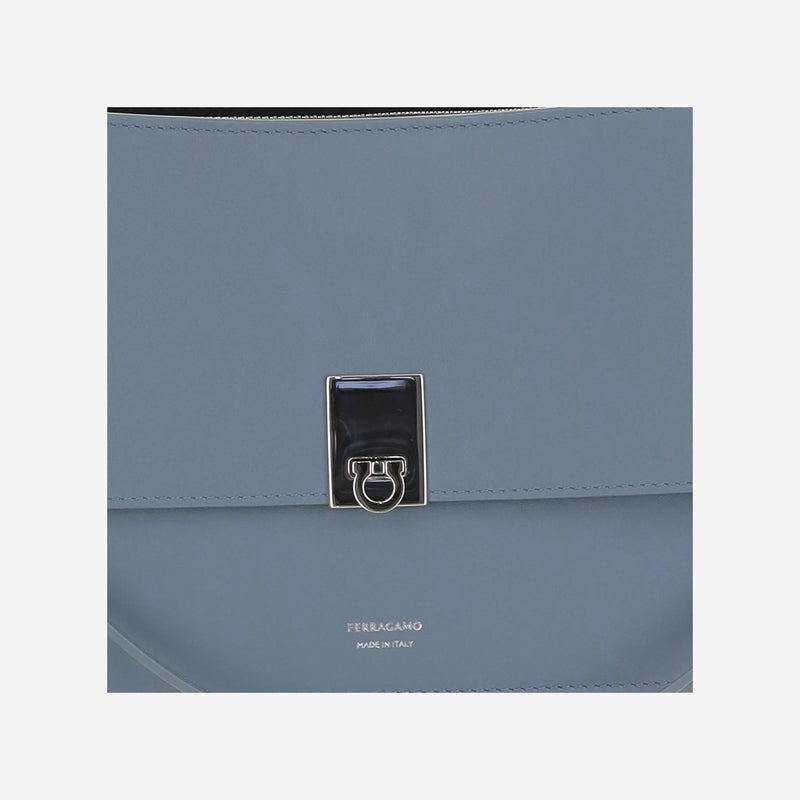 Ferragamo Cara Shoulder Bag — Blue Calf Leather