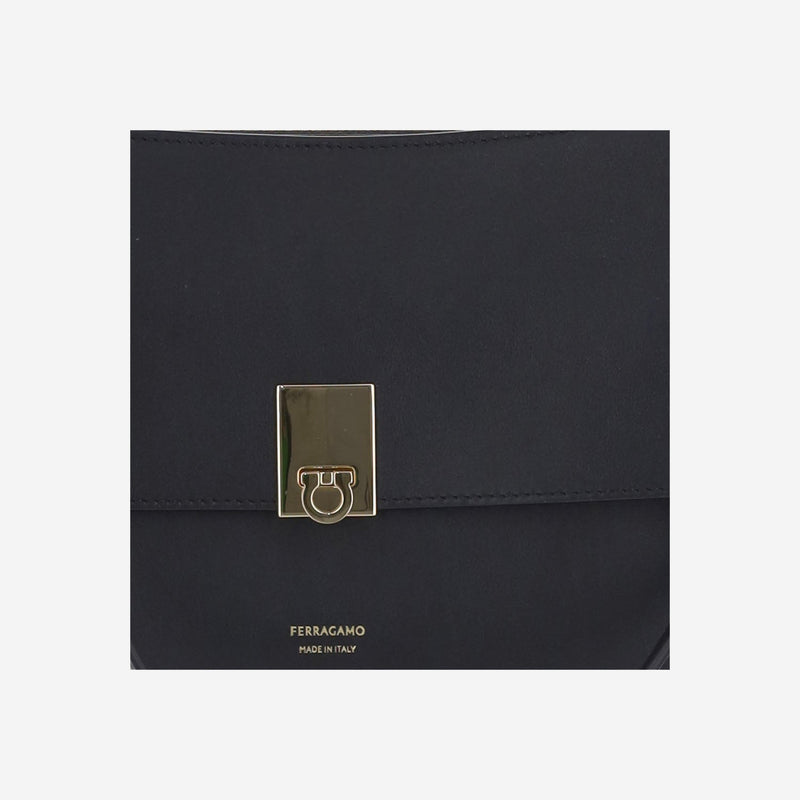 Ferragamo Cara Shoulder Bag — Black Calf Leather