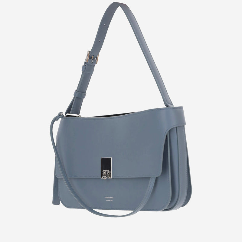 Ferragamo Hug Shoulder Bag — Gray Calf Leather