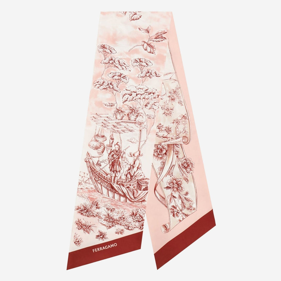 Ferragamo Silk Voyage Print Scarf — Pink Scarfs