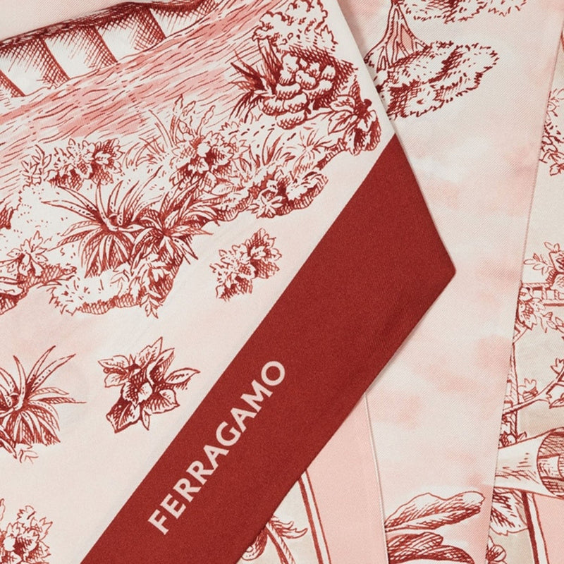 Ferragamo Silk Voyage Print Scarf — Pink Scarfs