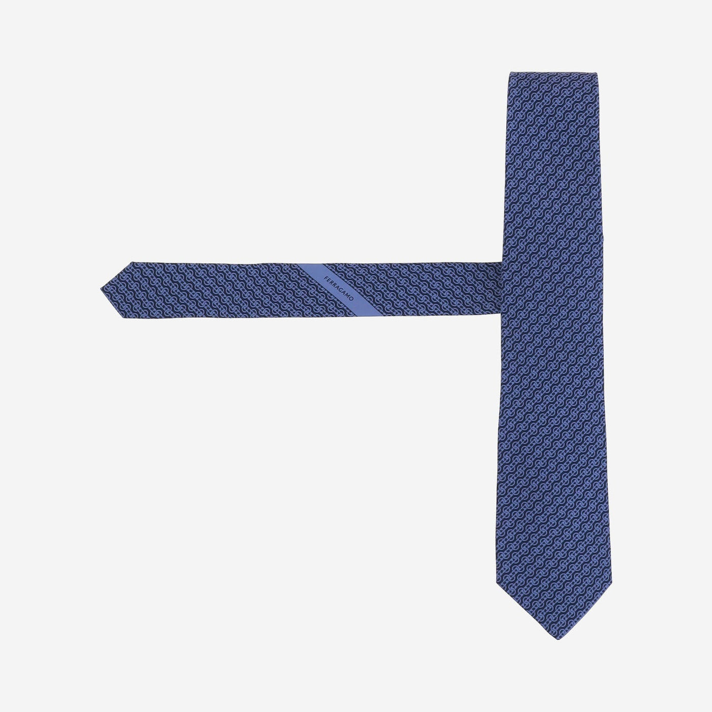 Ferragamo Silk Jacquard Necktie — Navy Neckties