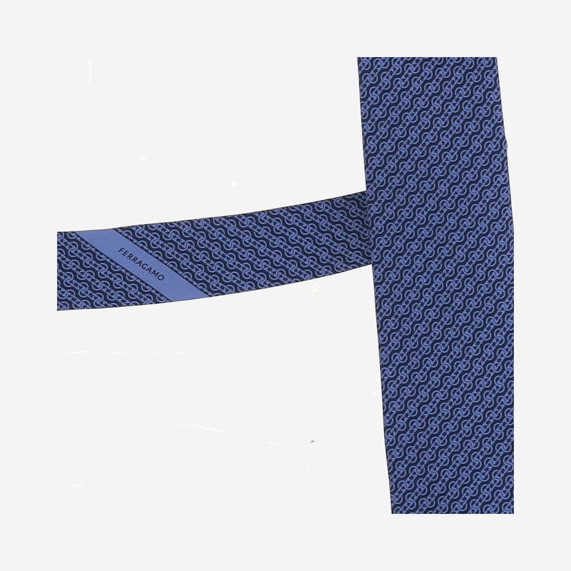 Ferragamo Silk Jacquard Necktie — Navy Neckties
