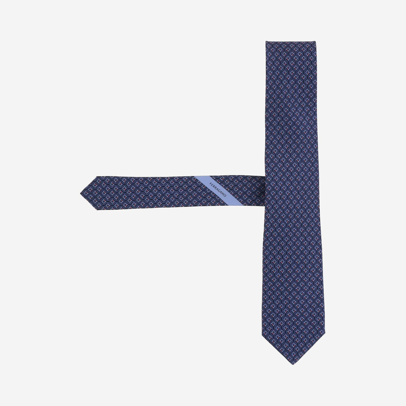 Ferragamo Silk Jacquard Necktie — Navy Neckties