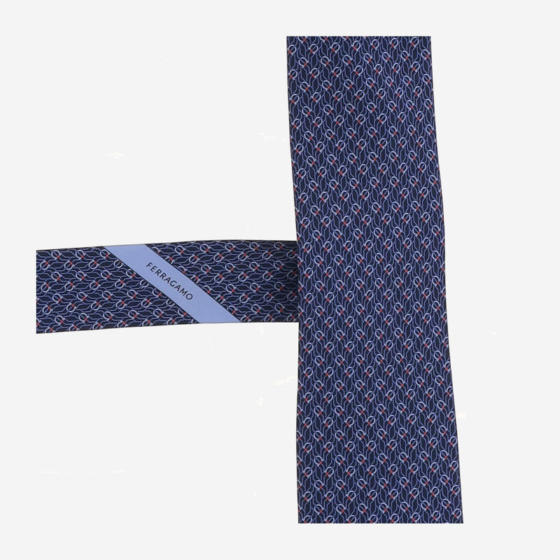 Ferragamo Silk Jacquard Necktie — Navy Neckties