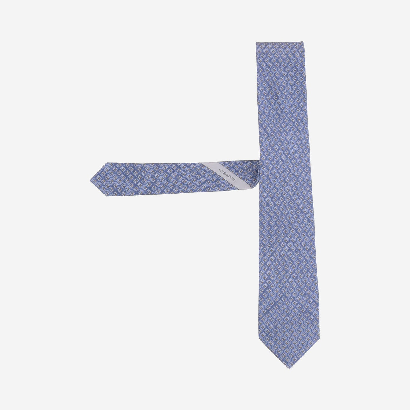 Ferragamo Silk Jacquard Necktie — Blue Neckties
