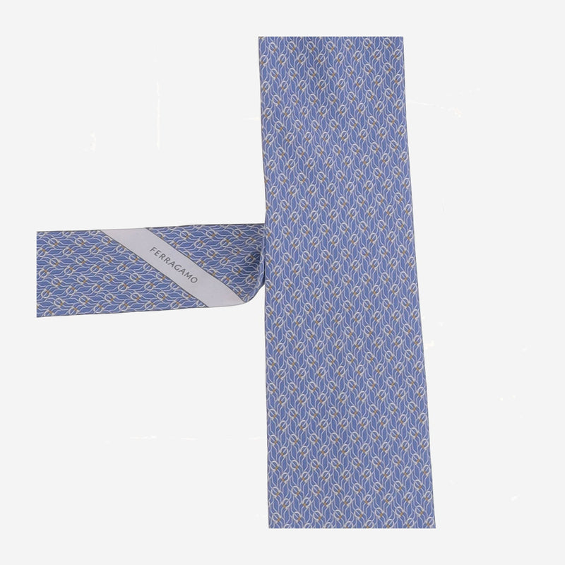 Ferragamo Silk Jacquard Necktie — Blue Neckties