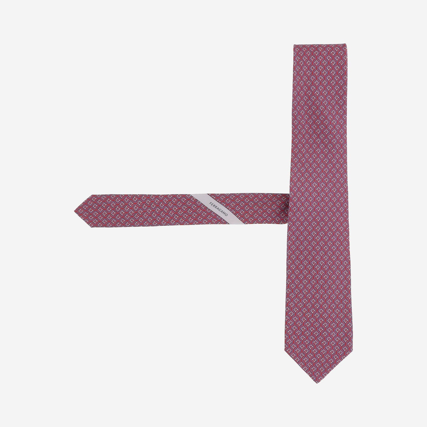 Ferragamo Silk Geometric Patterned Necktie — Red Neckties